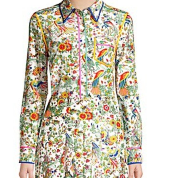 Tory Burch Contrast Binding Printed silk blouse - Picture 3 of 7